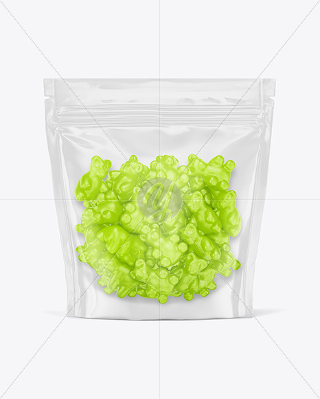 Stand-up Pouch with Gummies Mockup