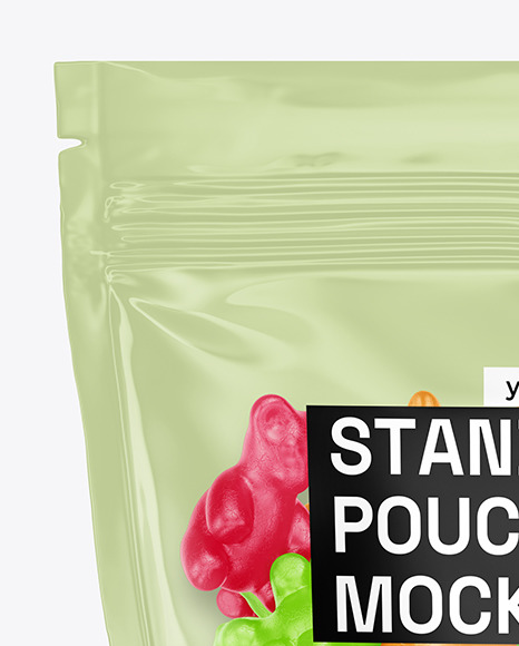 Stand-up Pouch with Gummies Mockup