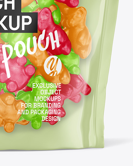 Stand-up Pouch with Gummies Mockup