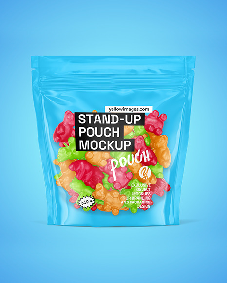 Stand-up Pouch with Gummies Mockup