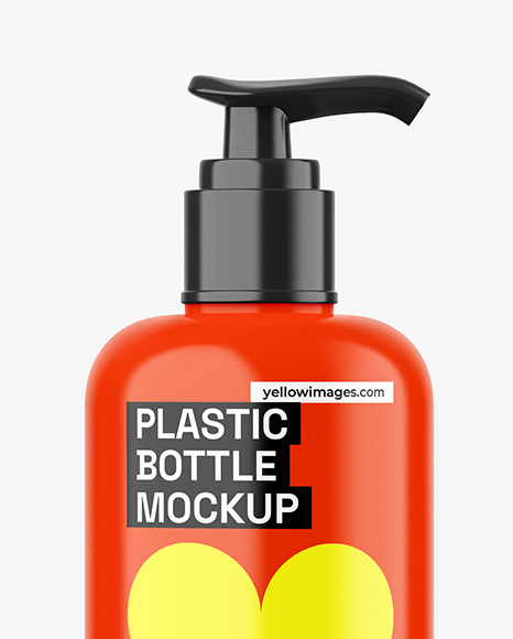 Glossy Plastic Bottle w/ Pump Mockup