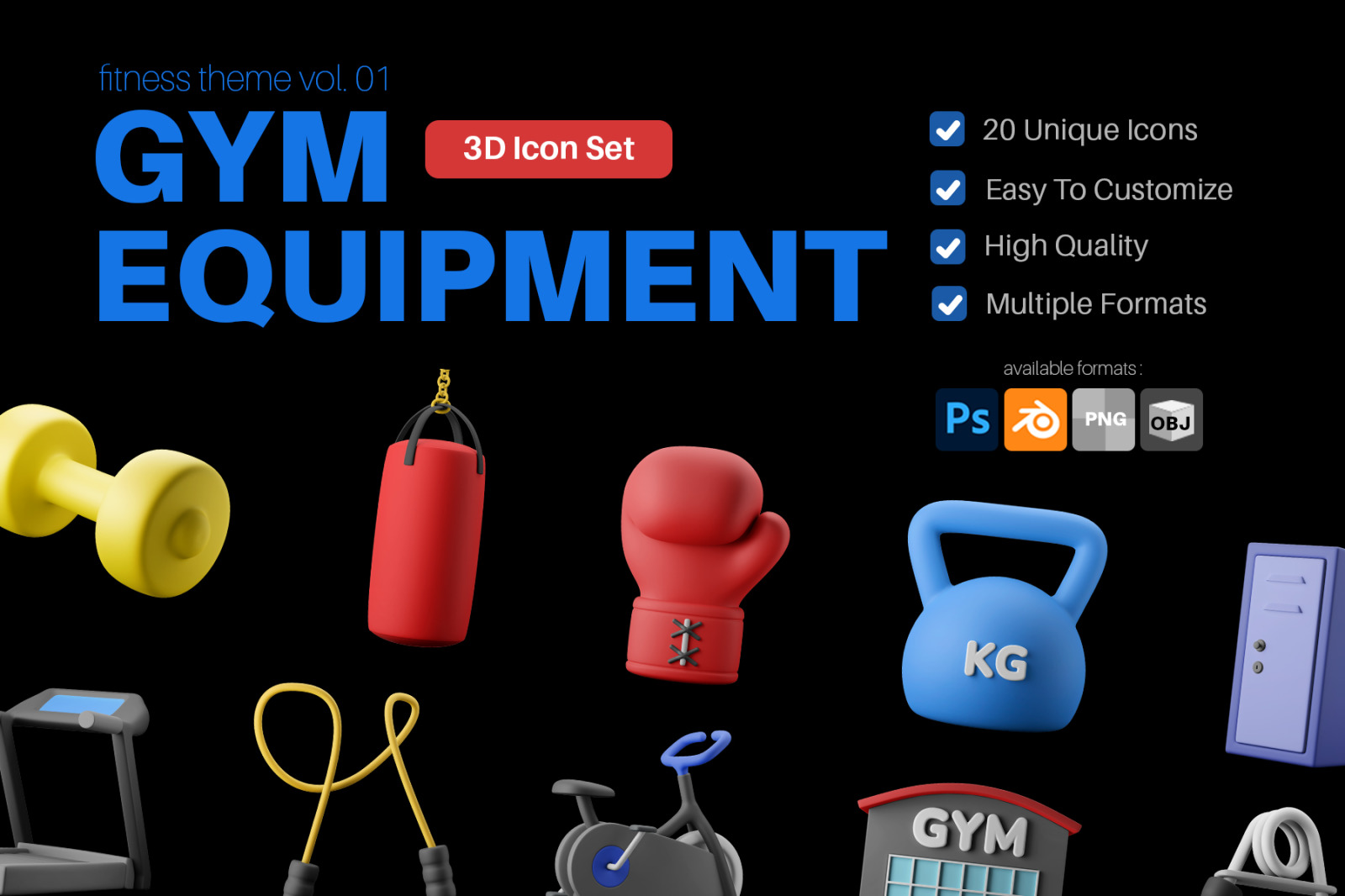 3D Icon Pack - Fitness Gym Equipment Theme