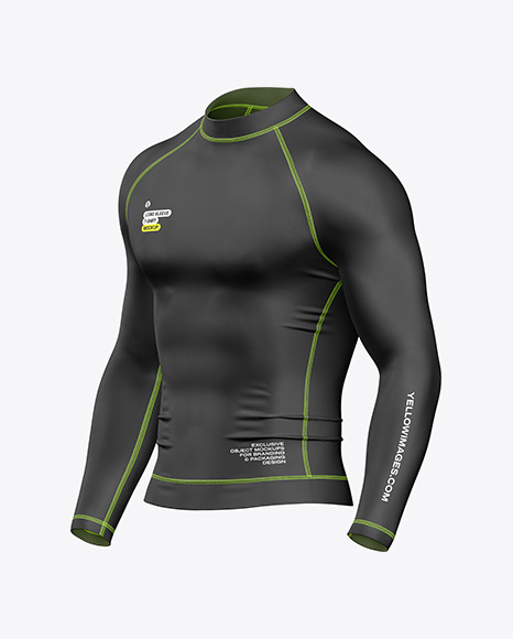 Long Sleeve Compression T-Shirt Mockup - Half Side View