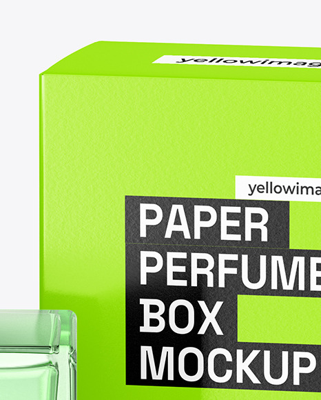 Colored Glass Perfume Bottle with Box Mockup