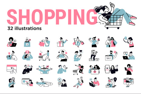 Shopping Concept Illustrations - Media icons