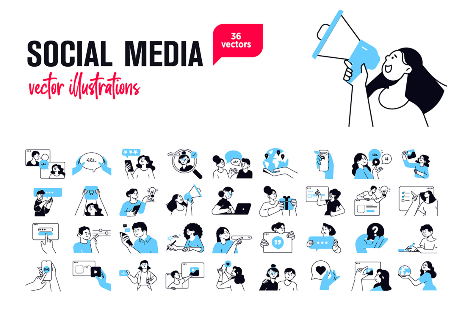 Social media concept illustrations