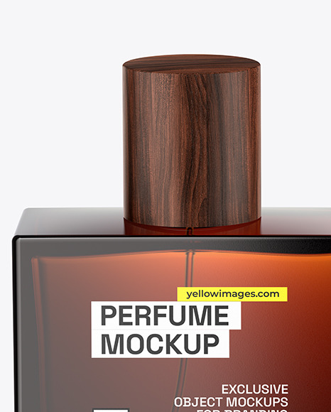 Amber Glass Perfume Bottle with Box Mockup
