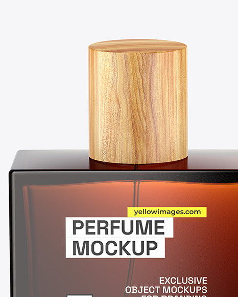 Amber Glass Perfume Bottle with Box Mockup