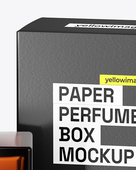 Amber Glass Perfume Bottle with Box Mockup