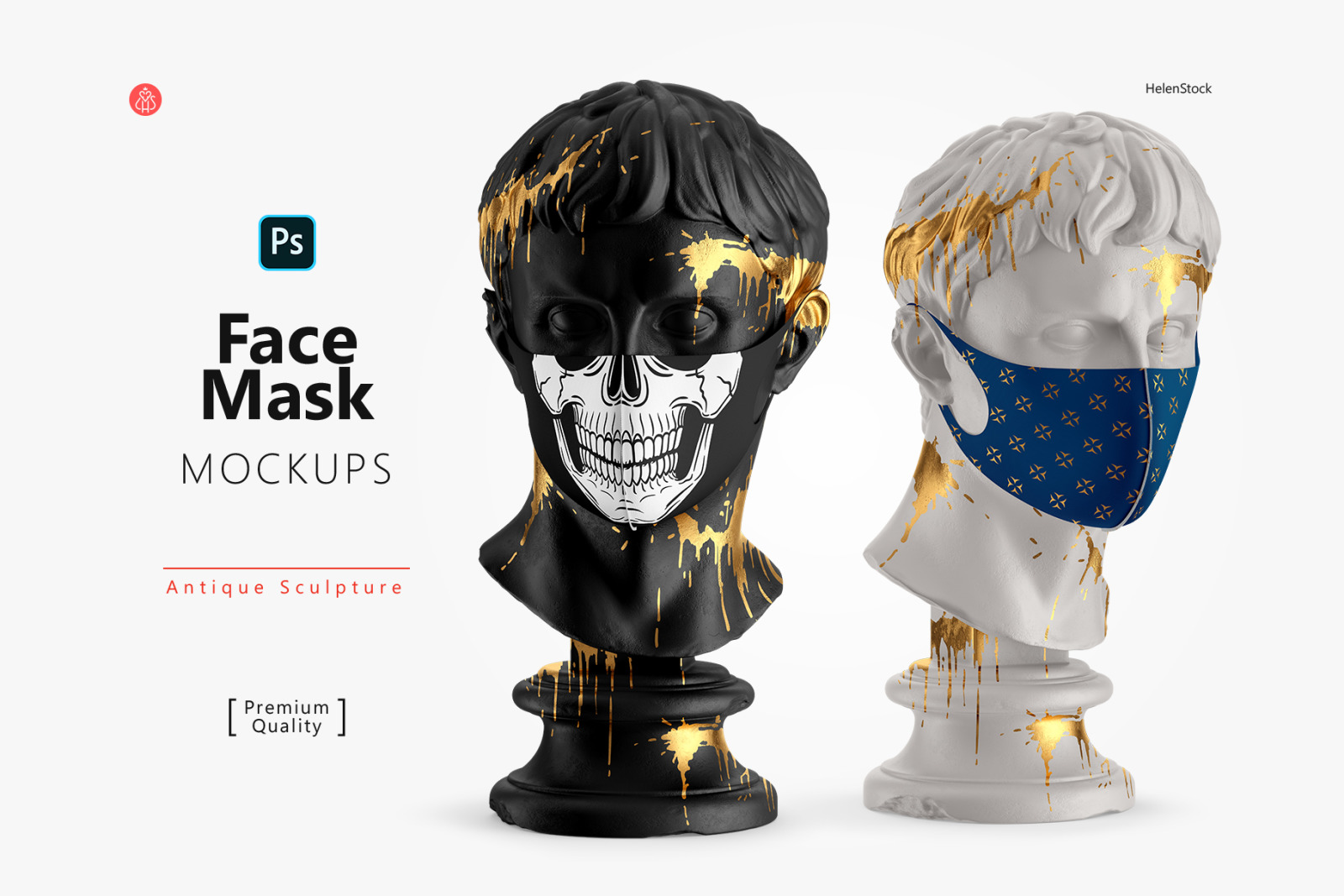 Face Mask on an Sculpture Mockup Face Mask on an Sculpture Mockup