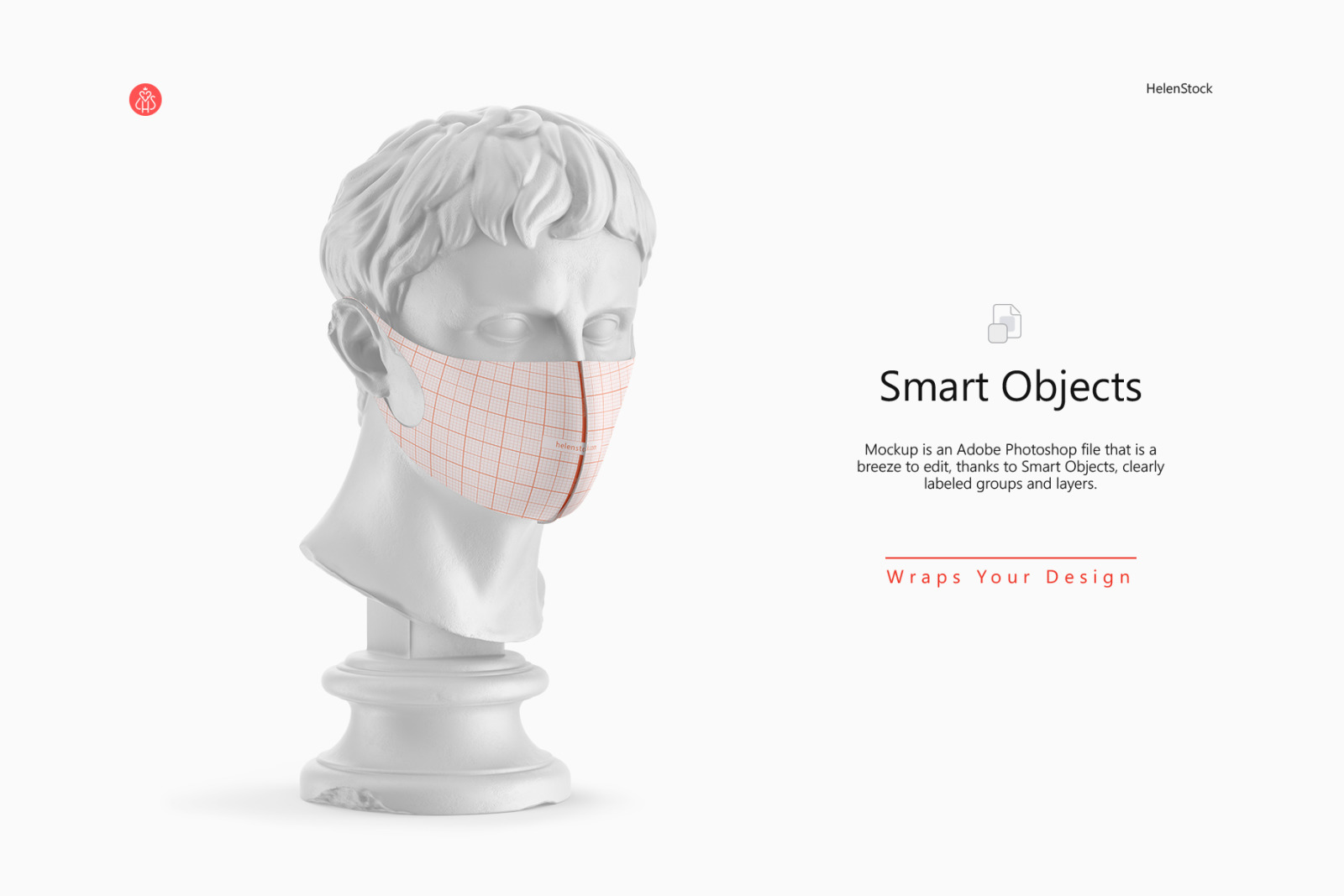 Face Mask on an Sculpture Mockup Face Mask on an Sculpture Mockup