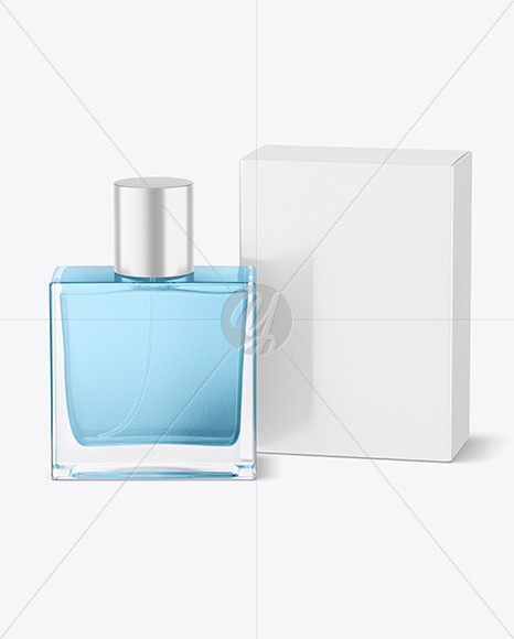 Clear Glass Perfume Bottle with Box Mockup