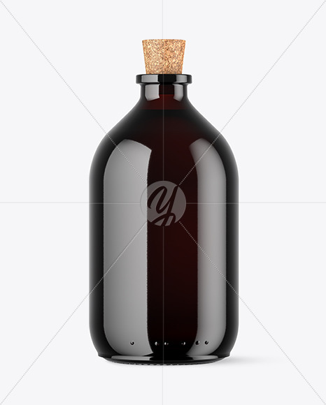 Dark Amber Glass Bottle Mockup