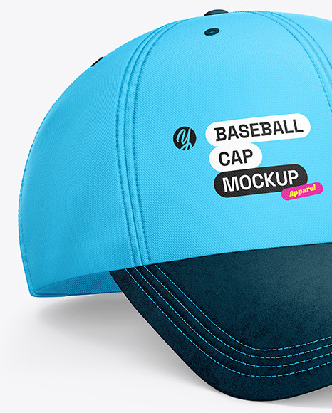 Baseball Cap with Suede Visor Mockup - Front Half Side View