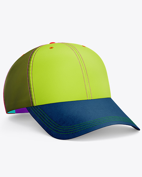 Baseball Cap with Suede Visor Mockup - Front Half Side View