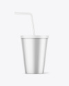 Metallized Cup With Straw Mockup