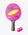 Glossy Ping Pong Paddle & Balls Mockup