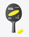 Glossy Ping Pong Paddle & Balls Mockup