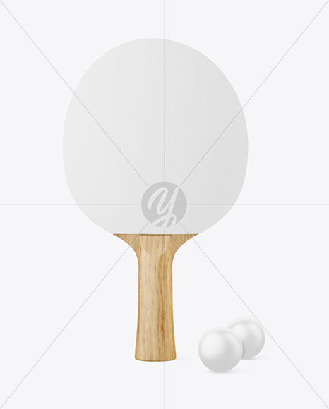 Ping Pong Paddle with Wooden Handle & Balls Mockup