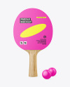 Ping Pong Paddle with Wooden Handle & Balls Mockup