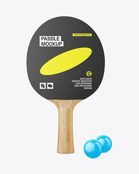 Ping Pong Paddle with Wooden Handle & Balls Mockup