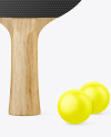 Ping Pong Paddle with Wooden Handle & Balls Mockup