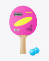Ping Pong Paddle with Wooden Handle & Balls Mockup