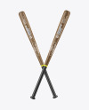 Two Dark Wood Baseball Bats Mockup