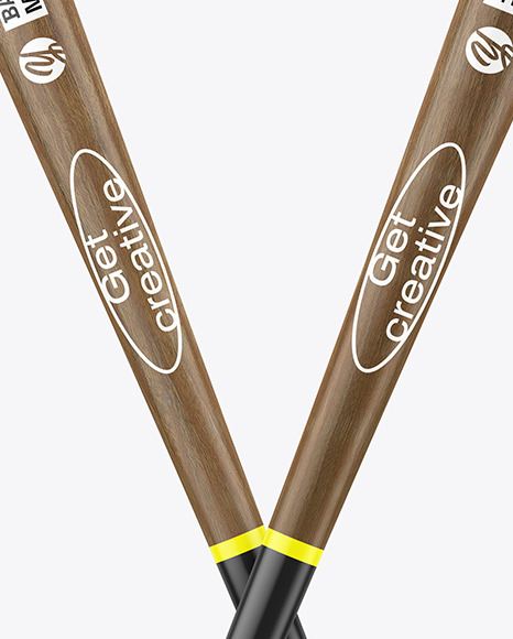 Two Dark Wood Baseball Bats Mockup