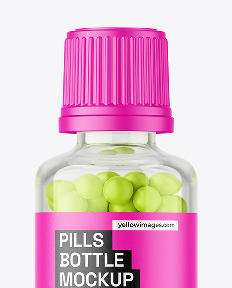 50ml Clear Pills Bottle Mockup