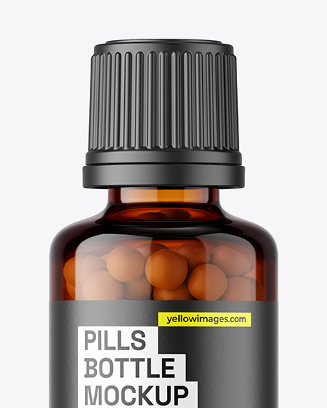 50ml Amber Pills Bottle Mockup