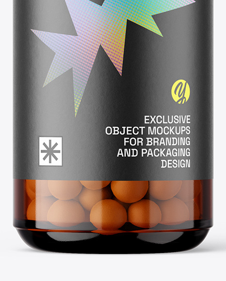 50ml Amber Pills Bottle Mockup