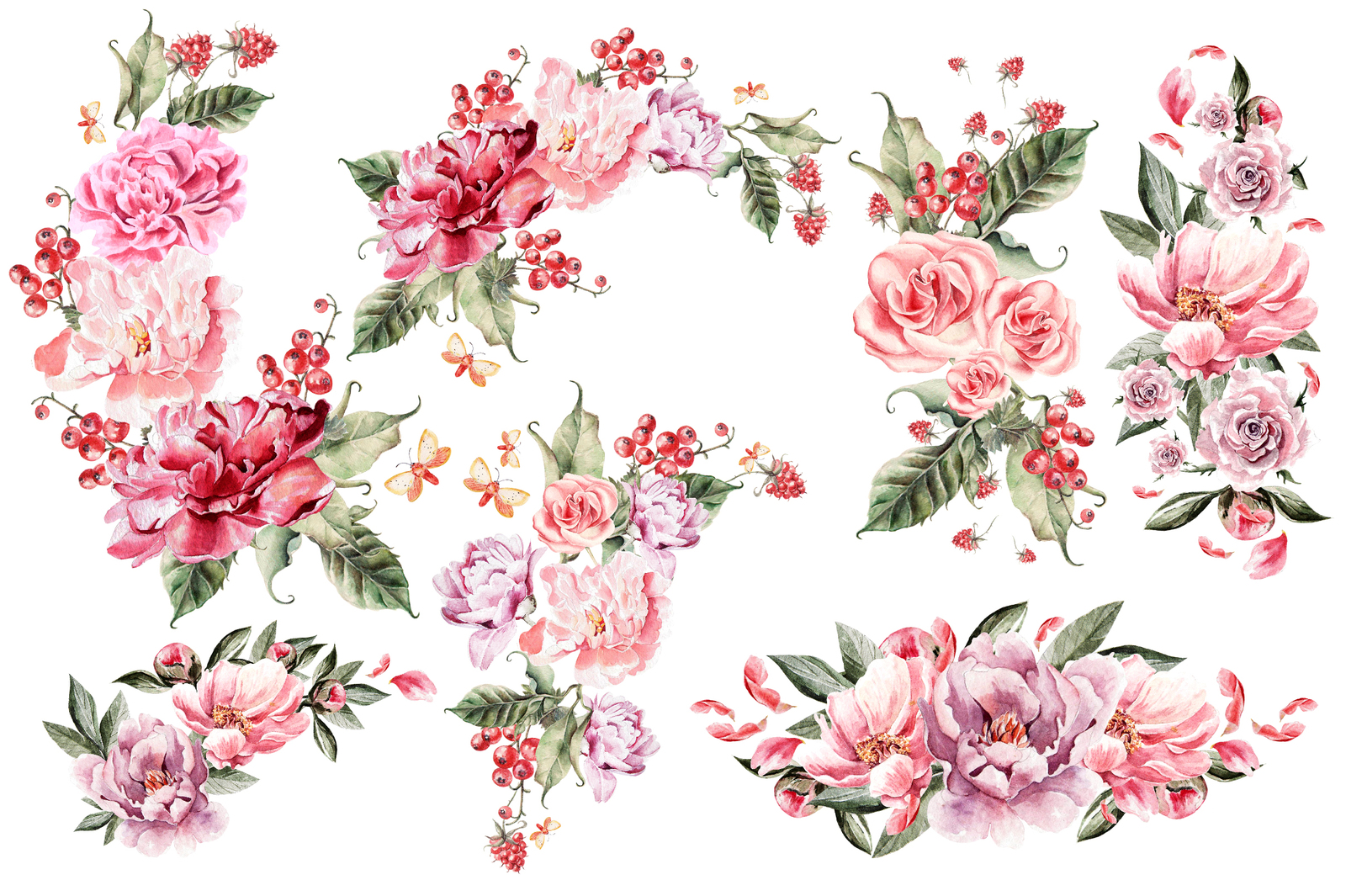 watercolor ELEMENTS and WREATH watercolor ELEMENTS and WREATH