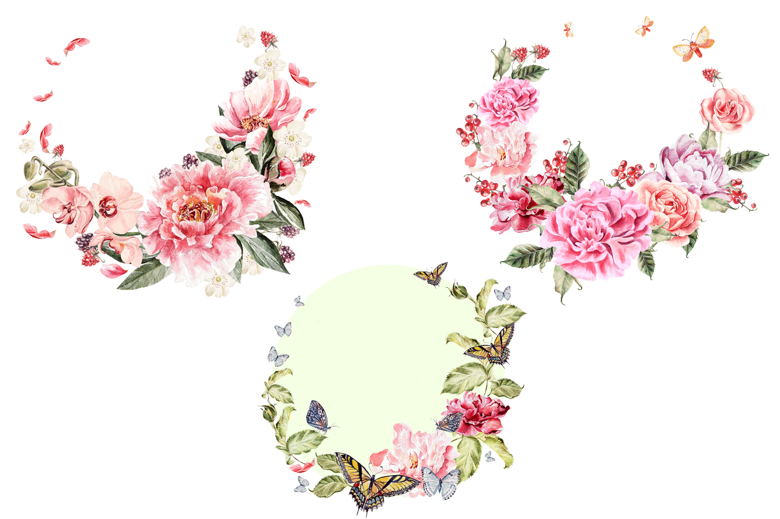 watercolor ELEMENTS and WREATH watercolor ELEMENTS and WREATH
