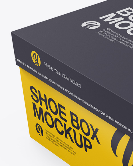 Shoes Box Mockup - Half Side View (High Angle)