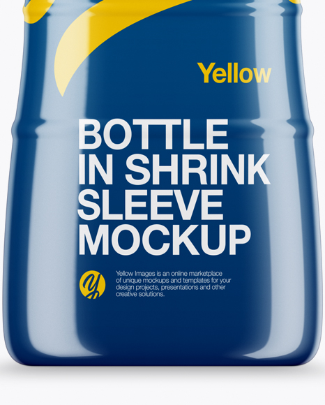 Bottle In Glossy Shrink Sleeve Mockup