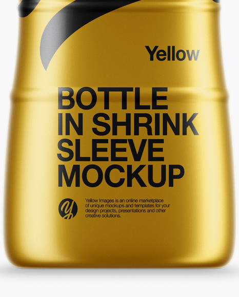 Bottle In Matte Metallic Shrink Sleeve Mockup