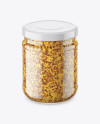 Clear Glass Jar with Wholegrain Mustard Mockup (High-Angle Shot)