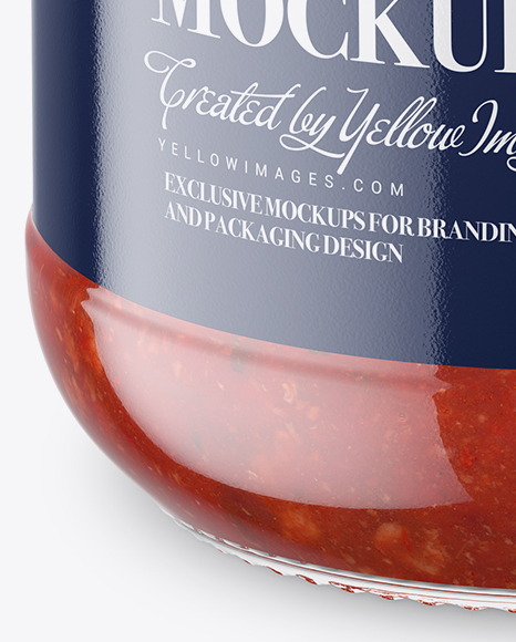 Clear Glass Jar with Meat Sauce Mockup (High-Angle Shot)