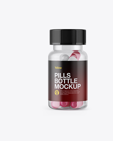 Clear Bottle with Pills Mockup Clear Bottle with Pills Mockup