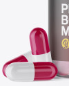 Clear Bottle with Pills Mockup Clear Bottle with Pills Mockup