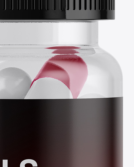 Clear Bottle with Pills Mockup