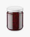 Clear Glass Jar with Raspberry Jam Mockup (High-Angle Shot)