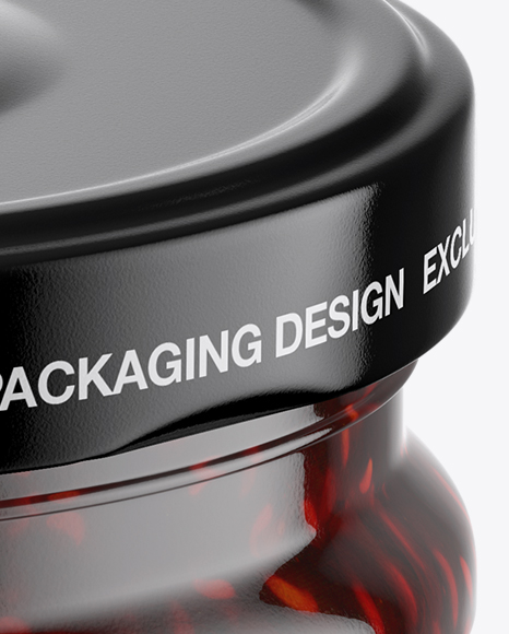 Clear Glass Jar with Raspberry Jam Mockup (High-Angle Shot)