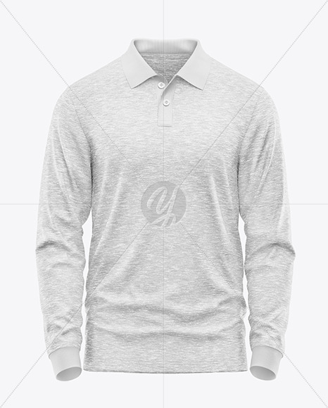 Melange Men's Long Sleeve Polo Shirt Mockup