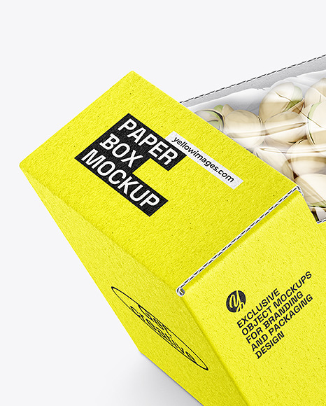 Folding Cardboard Box w/ Pistachios Mockup