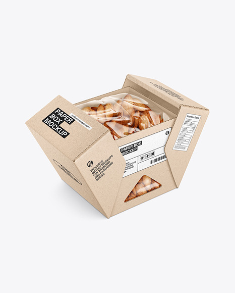 Folding Cardboard Box w/ Almonds Mockup