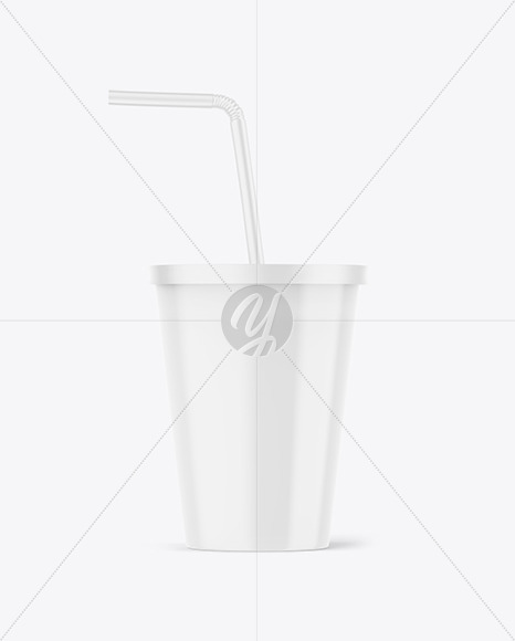 Glossy Cup With Straw Mockup