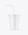 Glossy Cup With Straw Mockup