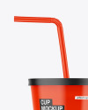 Glossy Cup With Straw Mockup